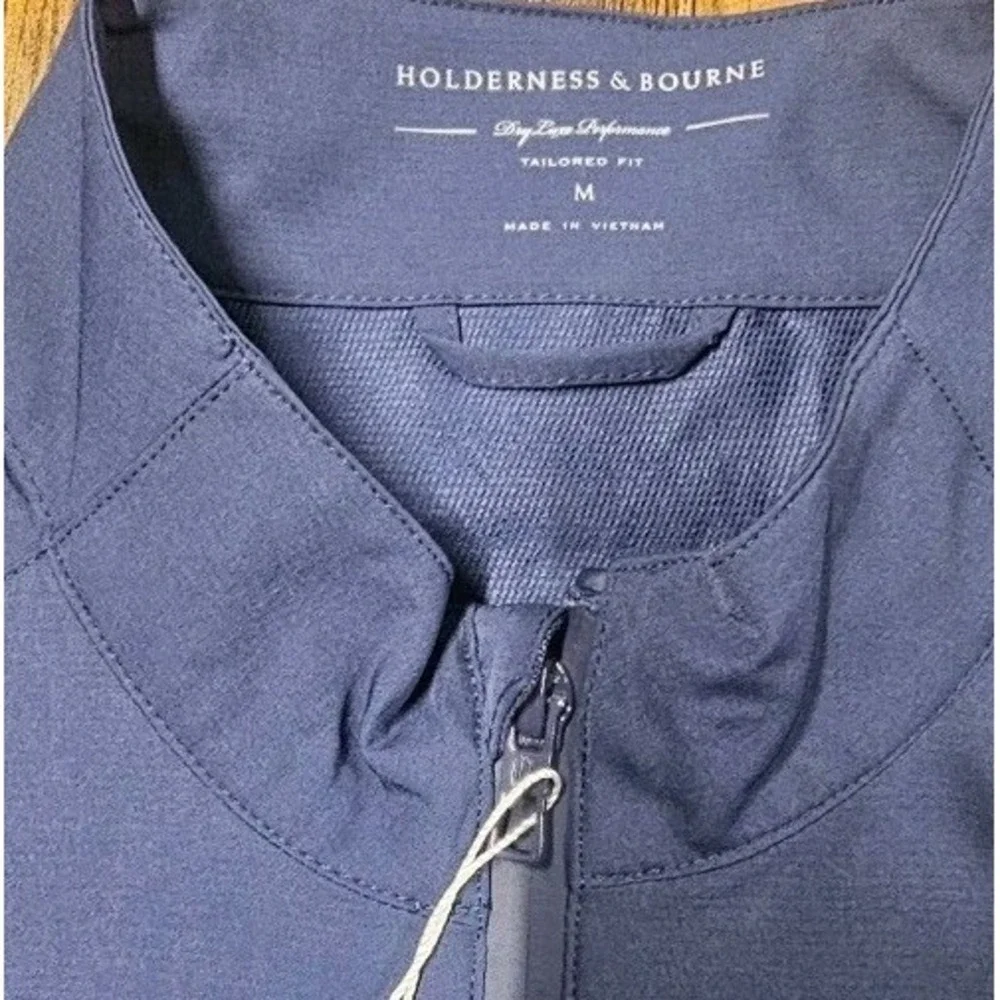 Holderness & Bourne Tailored Fit Hyde Jacket Men's Medium Navy Full Zip Golf NWT